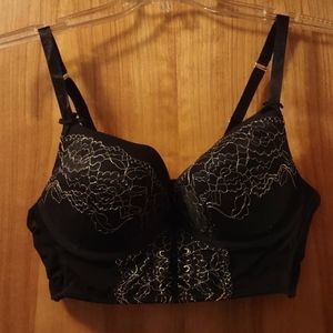 Cacique Black & Gold Corset Bra sz 38B